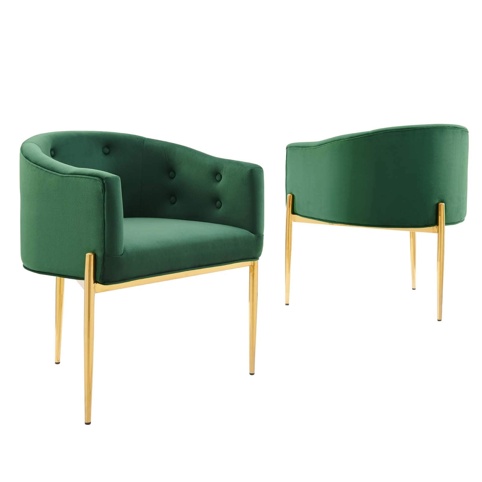 Modway Savour Tufted Performance Velvet Accent Chairs In Emerald - Set Of 2